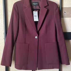 Lafayette 148 Women’s One-Button Tailored Wool Blazer size 2 NWT in Cabernet